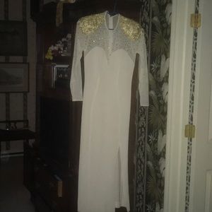 Vintage Tadashi Embellished White Gown